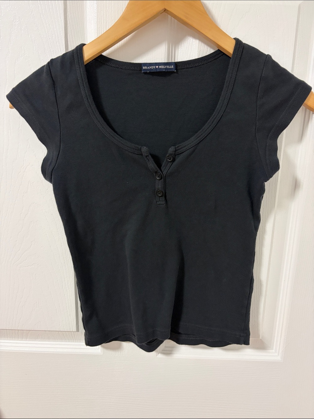 Brandy Melville Black Henley Top